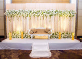 White Flowers & Green Foliage Settee Back - Elegant Wedding Backdrop Sri Lanka